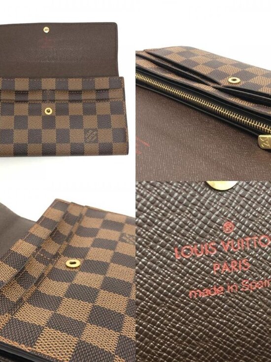 Louis Vuitton Long Wallet Portefeuille Sarah Damier Canvas Ebene Brown - Picture 7 of 9